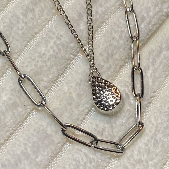 NWT 💎 DAINTY SILVER ELECTRIC NECKLACE DOUBLE ITALIAN CHAIN 2 FOR 1 PRICE - Picture 7 of 10